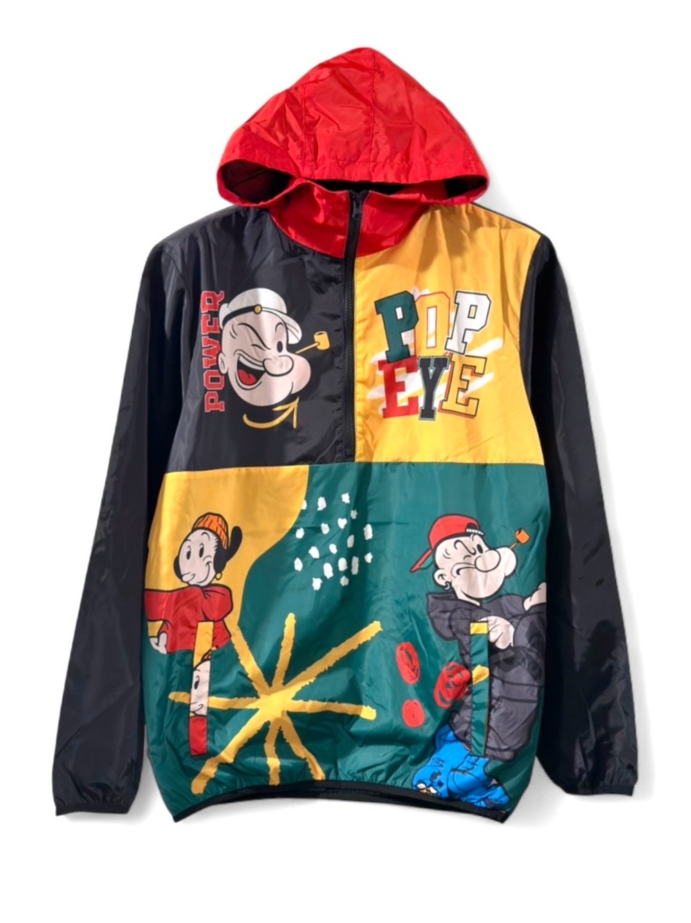 VTG-Design Popeye Graphic Quarter-Zip Anorak Pullover Size Men’s Medium (NWT)
